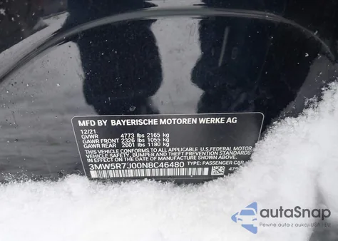 2022 BMW 330I xDrive from USA, damaged, VIN 3MW5R7J00N8C46480